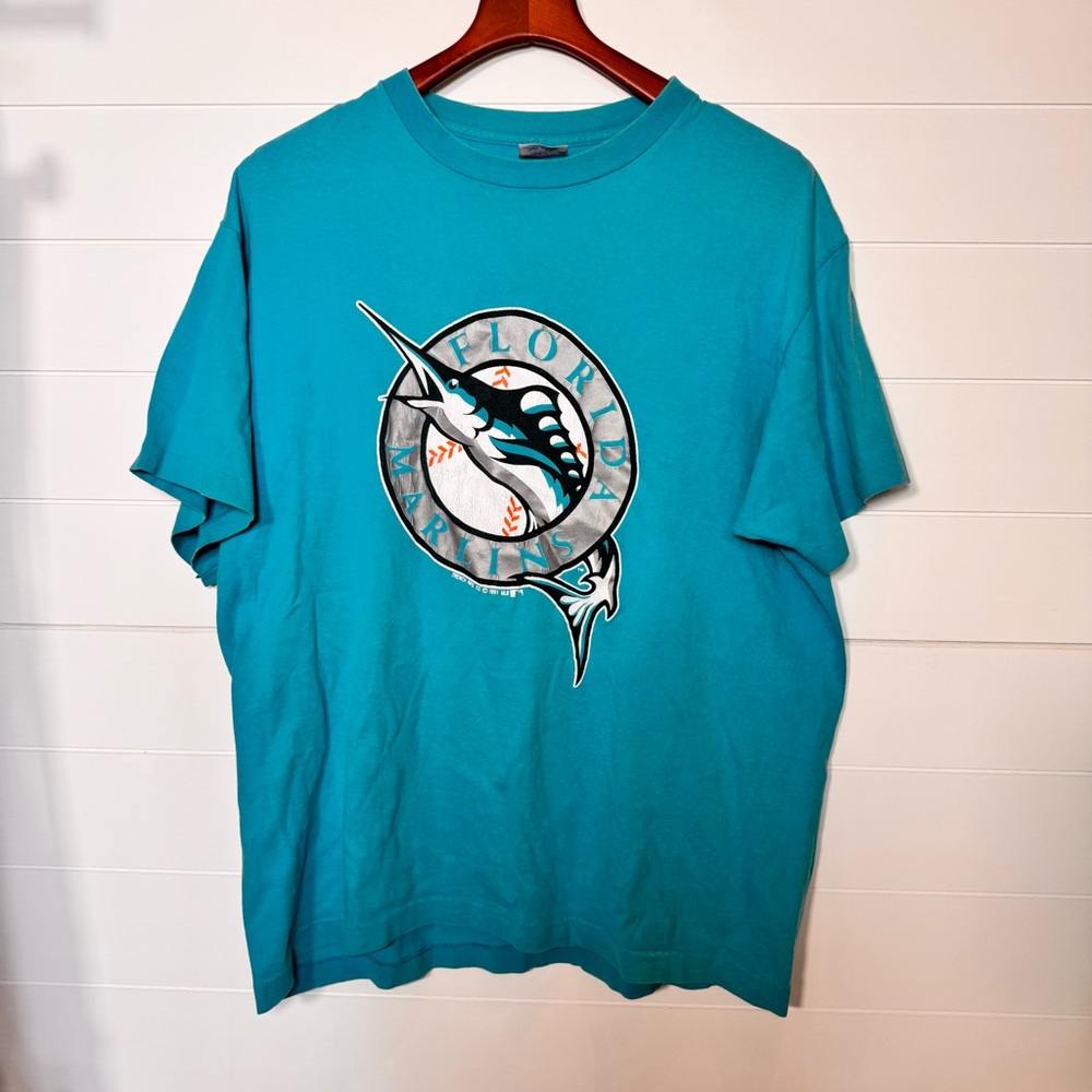Vtg Florida Marlins MLB 1991 Short Sleeve T Shirt Trench MFG Co XL USA